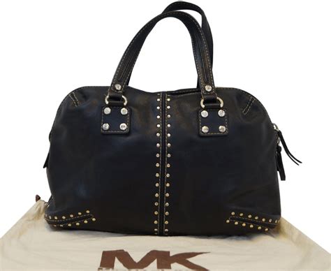 michael kors black purse gold studs|michael kors black shiny purse.